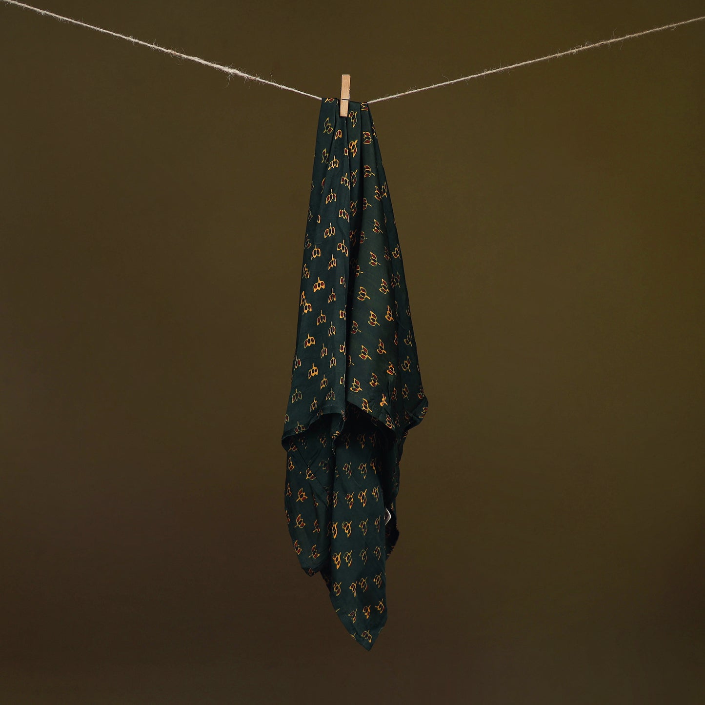 Green - Ajrakh Hand Block Print Natural Dyed Modal Silk Scarf 32