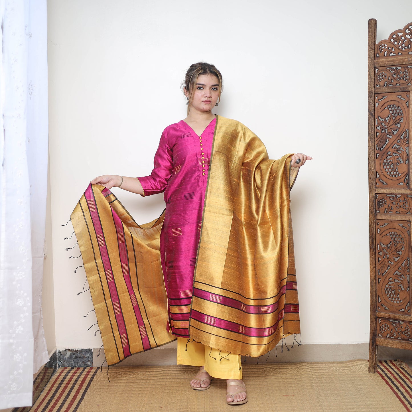 Bhagalpuri Handloom Tussar Silk Suit Set 02