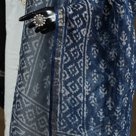 Blue - Indigo Bagru Hand Block Print Natural Dyed Kota Doria Cotton Dupatta 33