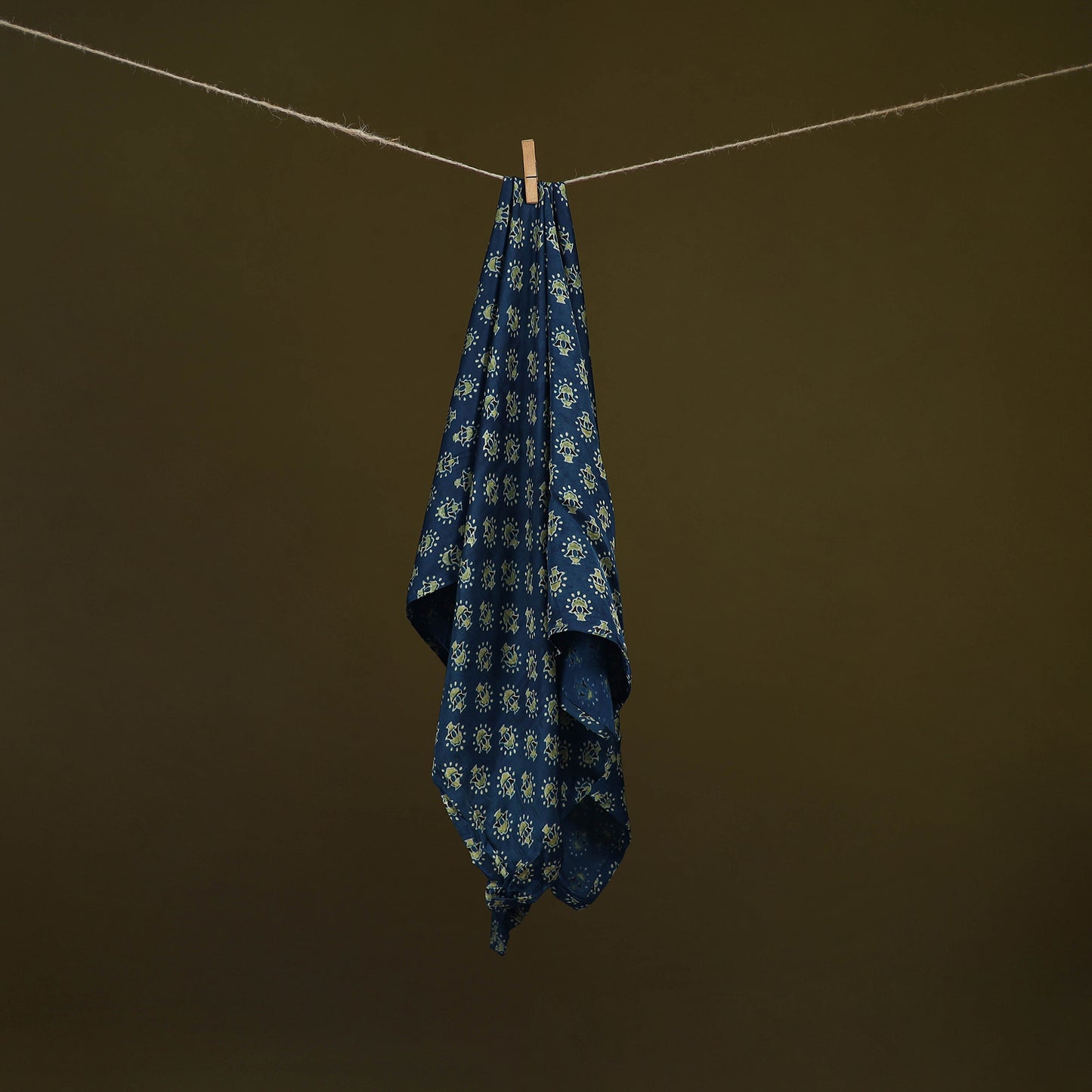 Blue - Ajrakh Hand Block Print Natural Dyed Modal Silk Scarf 30
