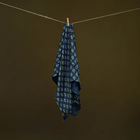 Blue - Ajrakh Hand Block Print Natural Dyed Modal Silk Scarf 30