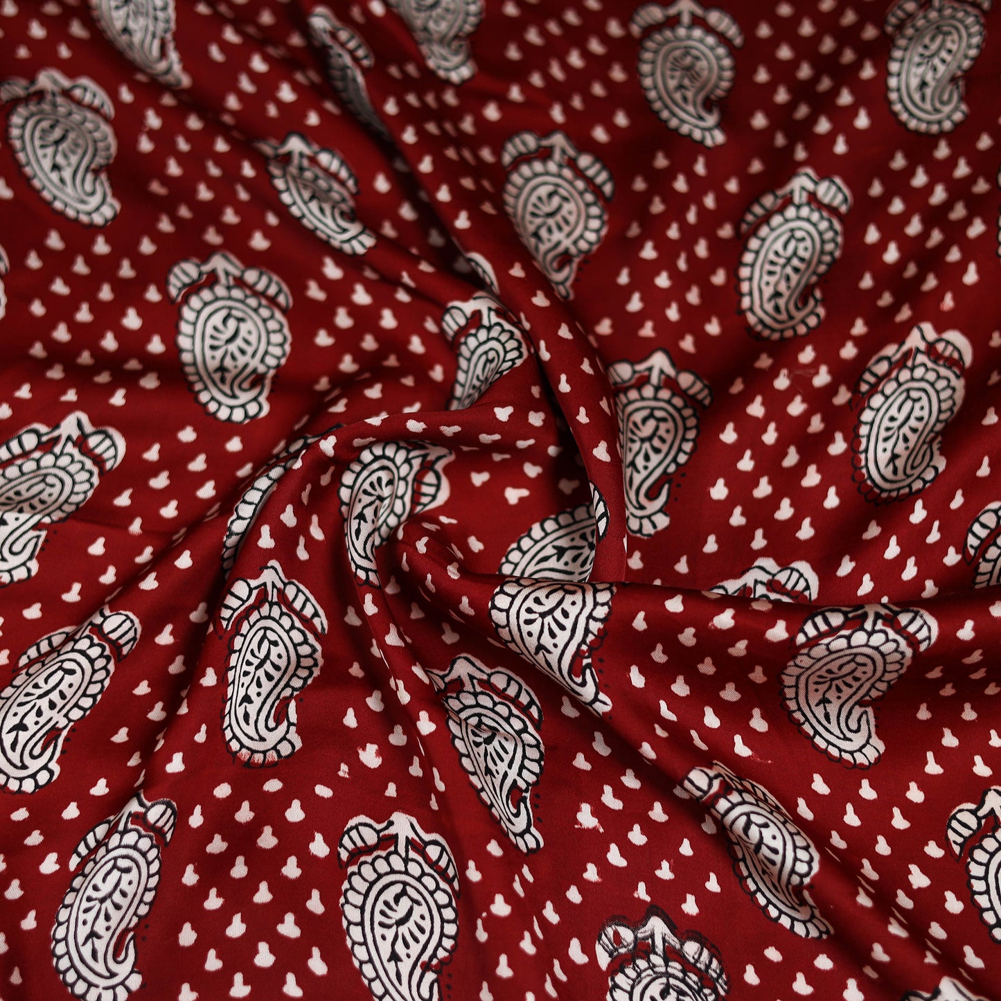 Red - Bagh Hand Block Print Modal Silk Scarf 29