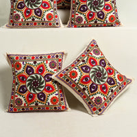 Multicolor - Kutch Aari Hand Embroidery Cushion Cover (Set of 5) 08