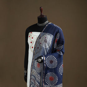 Blue - Indigo Bagru Hand Block Print Natural Dyed Kota Doria Cotton Dupatta 35