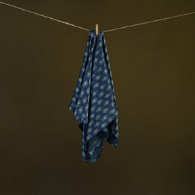Blue - Ajrakh Hand Block Print Natural Dyed Modal Silk Scarf 25