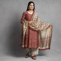 Bagru Kurta with Palazzo & Dupatta Set
