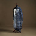 Blue - Indigo Bagru Hand Block Print Natural Dyed Kota Doria Cotton Dupatta 36