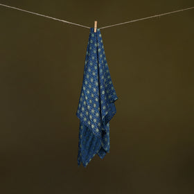 Blue - Ajrakh Hand Block Print Natural Dyed Modal Silk Scarf 24