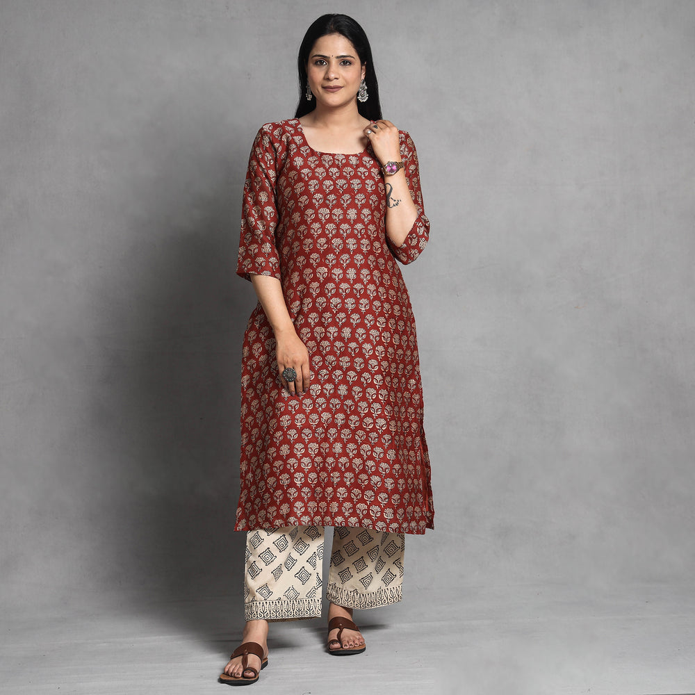 Bagru Kurta with Palazzo & Dupatta Set
