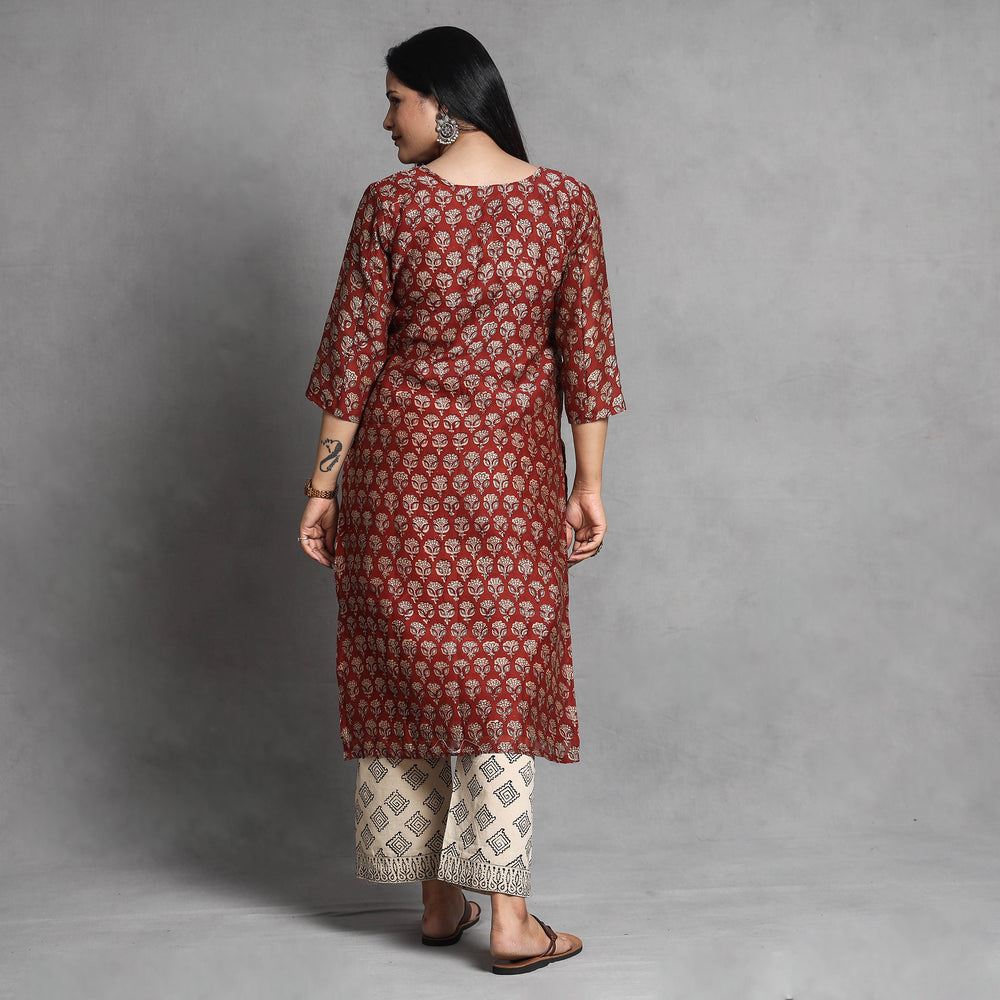 Bagru Kurta with Palazzo & Dupatta Set
