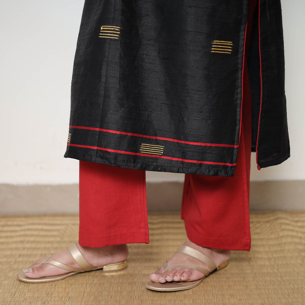 Black - Bhagalpuri Handloom Tussar Silk Suit Set 04