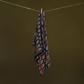 Black - Ajrakh Hand Block Print Natural Dyed Modal Silk Scarf 23