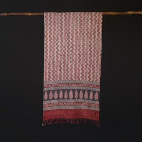 Handwoven Merino Wool Natural Dyed Bagh Hand Block Print Stole 12
