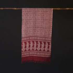 Handwoven Merino Wool Natural Dyed Bagh Hand Block Print Stole 11