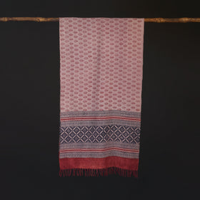 Handwoven Merino Wool Natural Dyed Bagh Hand Block Print Stole 10