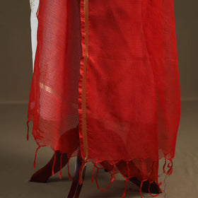 Red - Plain Cotton Kota Doria Dupatta 37