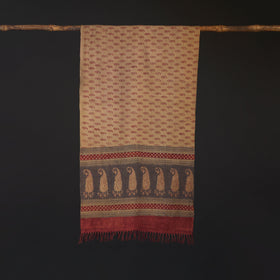 Handwoven Merino Wool Natural Dyed Bagh Hand Block Print Stole 09