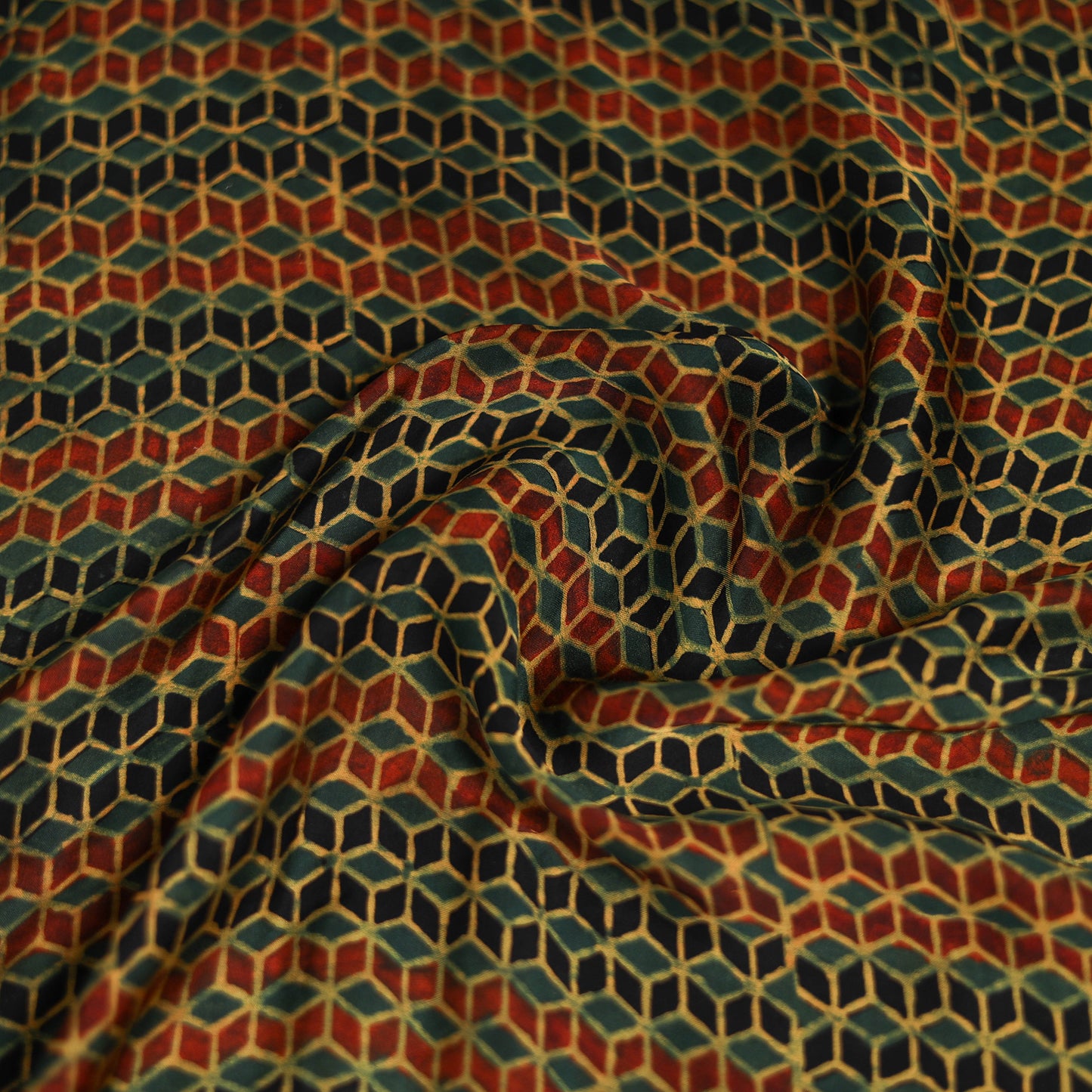 Green - ajrakh Hand Block Print Natural Dyed Modal Silk Scarf 20