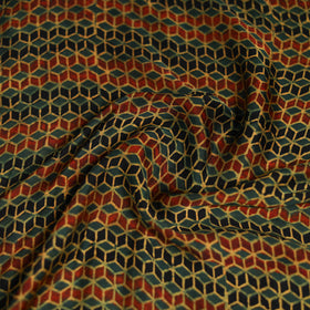 Green - ajrakh Hand Block Print Natural Dyed Modal Silk Scarf 20