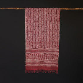 Handwoven Merino Wool Natural Dyed Bagh Hand Block Print Stole 08