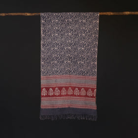 Handwoven Merino Wool Natural Dyed Bagh Hand Block Print Stole 07
