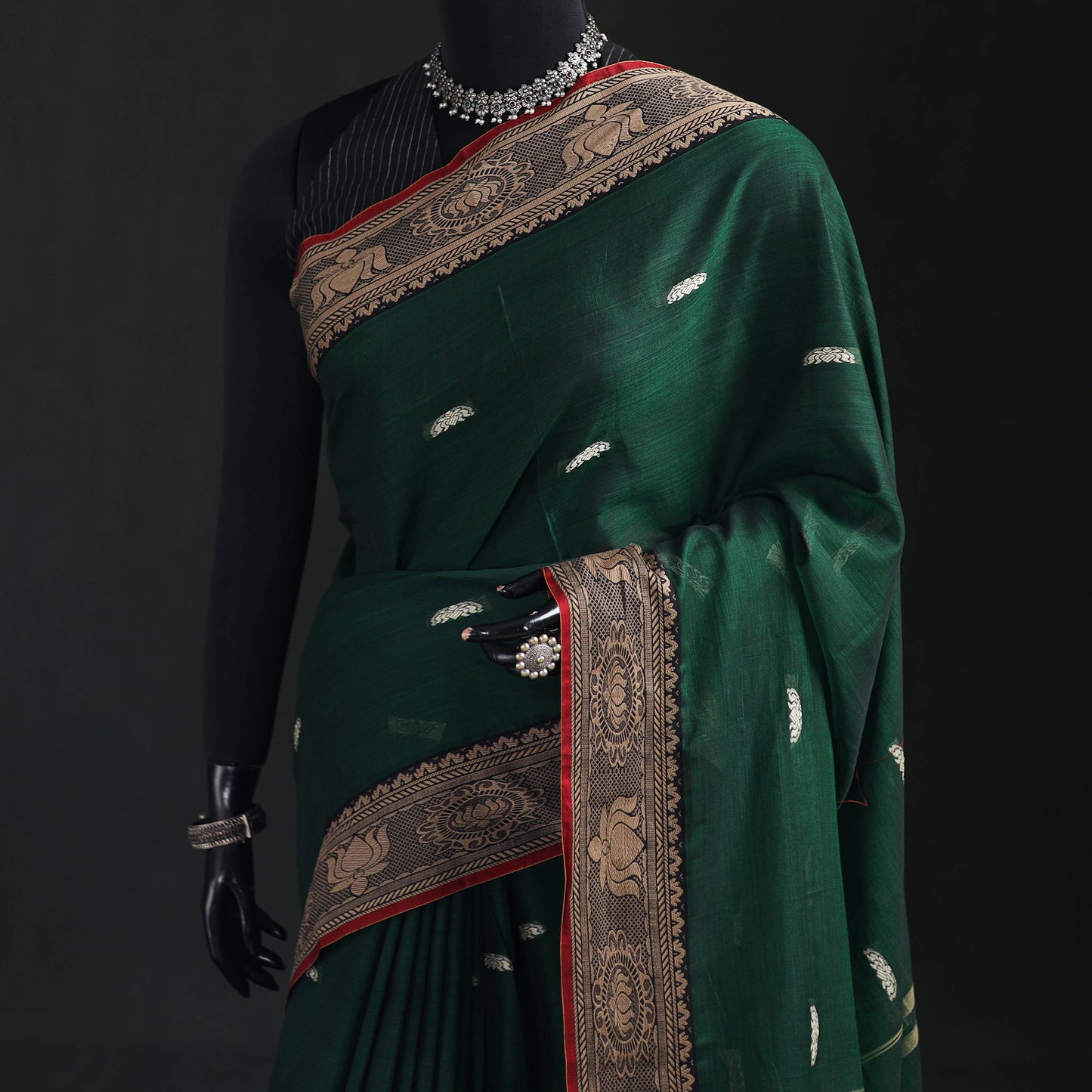 Dharwad Woven Thread Buti Mercerised Cotton Saree with Border 35