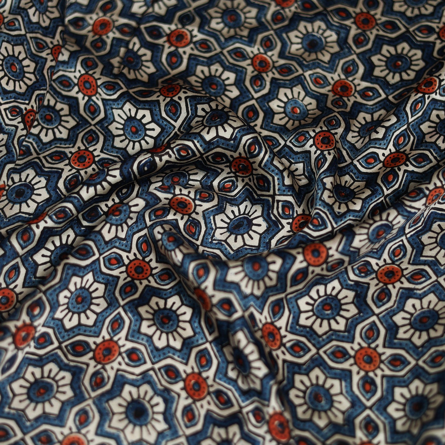 Ajrakh Hand Block Print Natural Dyed Modal Silk Scarf 18