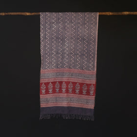 Handwoven Merino Wool Natural Dyed Bagh Hand Block Print Stole 03