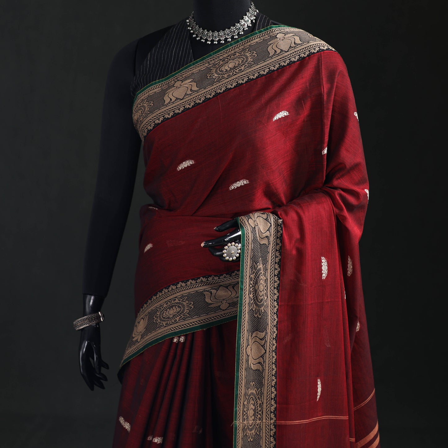 Dharwad Woven Thread Buti Mercerised Cotton Saree with Border 36