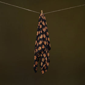 Black - Bagh Hand Block Print Modal Silk Scarf 15