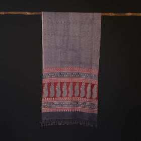 Handwoven Merino Wool Natural Dyed Bagh Hand Block Print Stole 01