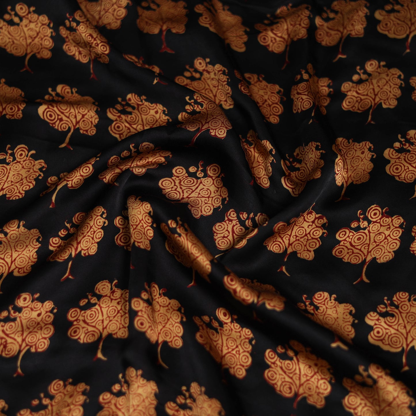 Black - Bagh Hand Block Print Modal Silk Scarf 15