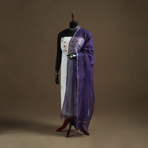 Purple - Plain Cotton Kota Doria Dupatta 39