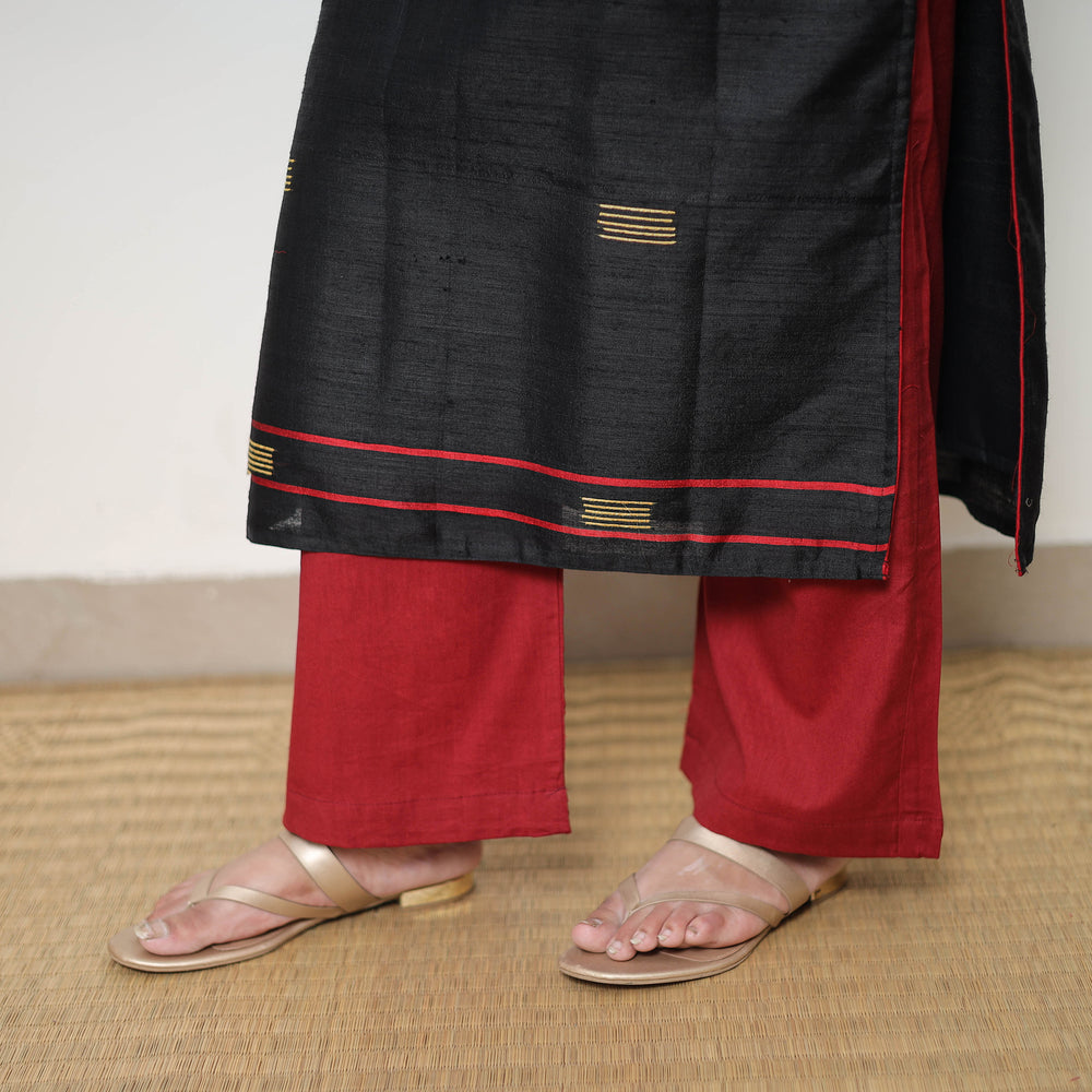 Black - Bhagalpuri Handloom Tussar Silk Suit Set 10