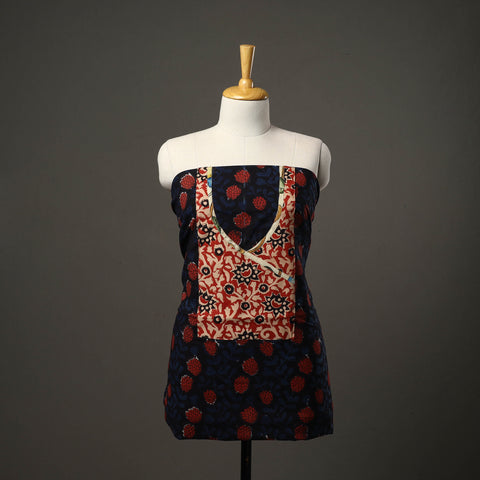 Blue - bagru cotton unstitched kurta material