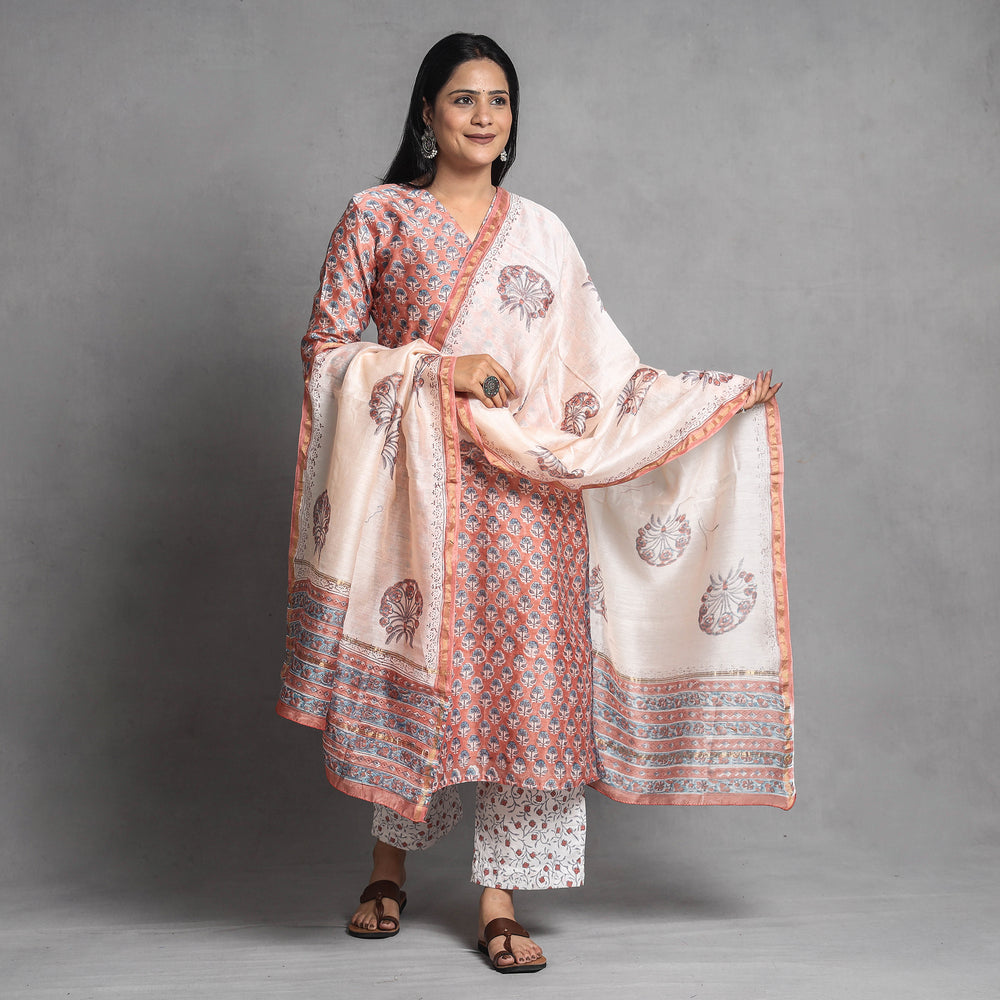 Sanganeri Kurta with Palazzo & Dupatta Set
