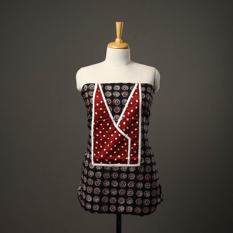 Black - bagru cotton unstitched kurta material