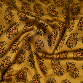 Yellow - Bagh Hand Block Print Modal Silk Scarf 06