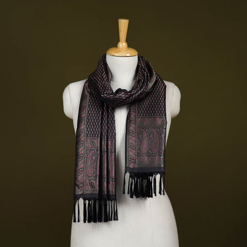Black - Handloom Banarasi Brocade Semi Silk Stole 05