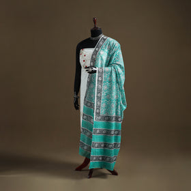 Green - Sanganeri Hand Block Print Pure Mul Cotton Dupatta 43