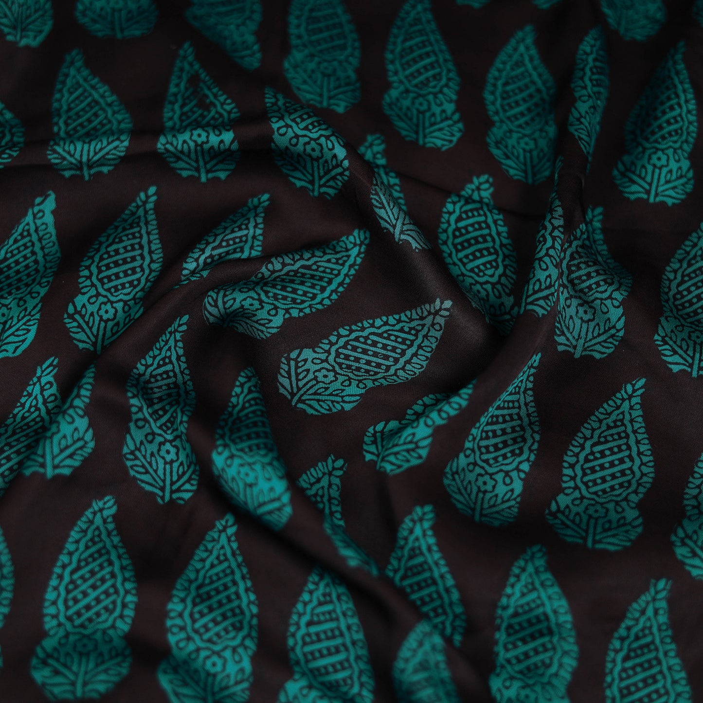 Black - Bagh Hand Block Print Modal Silk Scarf 05