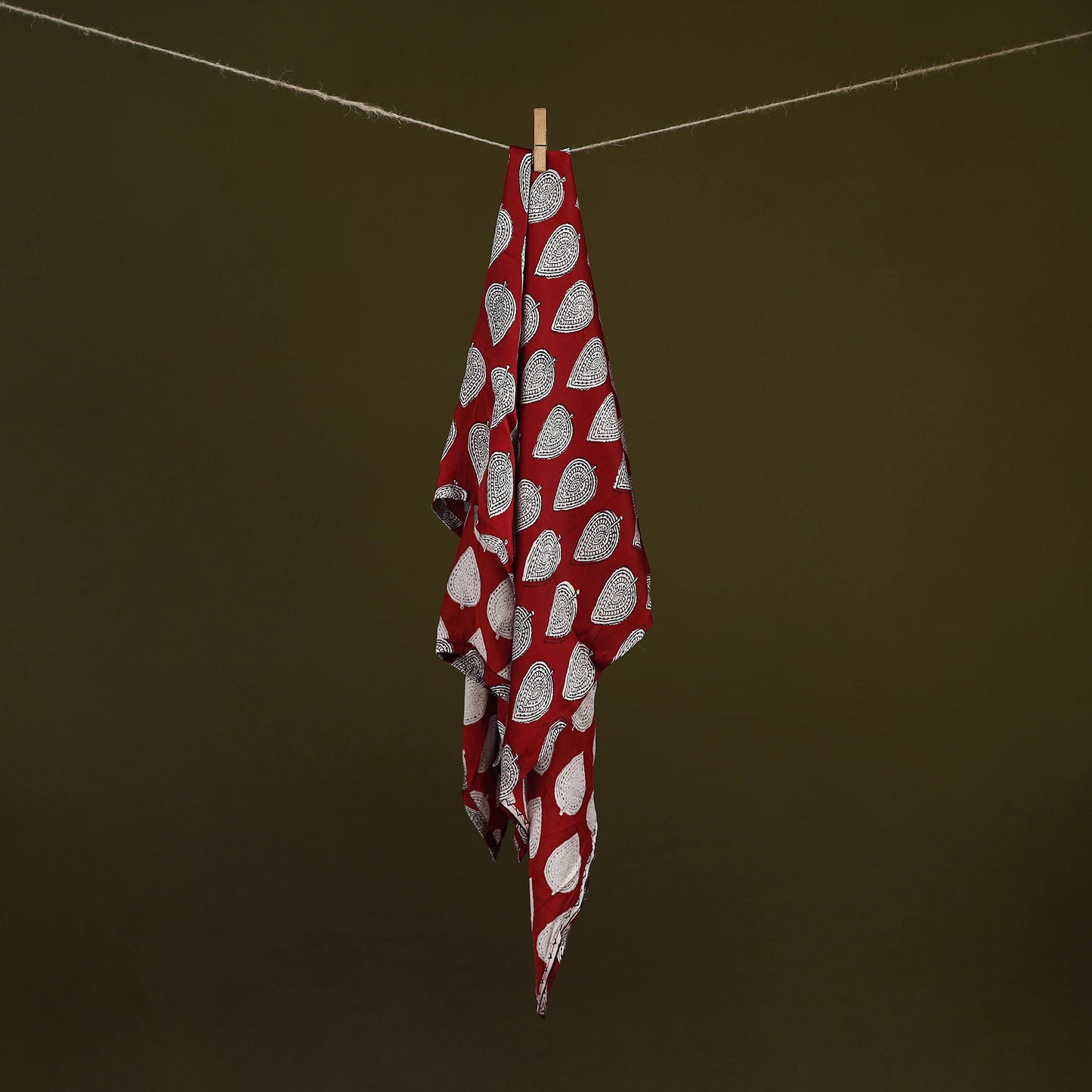 Red - Bagh Hand Block Print Modal Silk Scarf 04