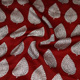Red - Bagh Hand Block Print Modal Silk Scarf 04