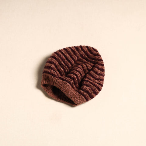 Brown - kumaun hand knitted woollen beret cap 33