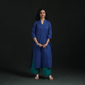 Hand Embroidery Straight Cotton Jacquard Kurta for women 08