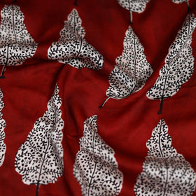 Red - Bagh Hand Block Print Modal Silk Scarf 03