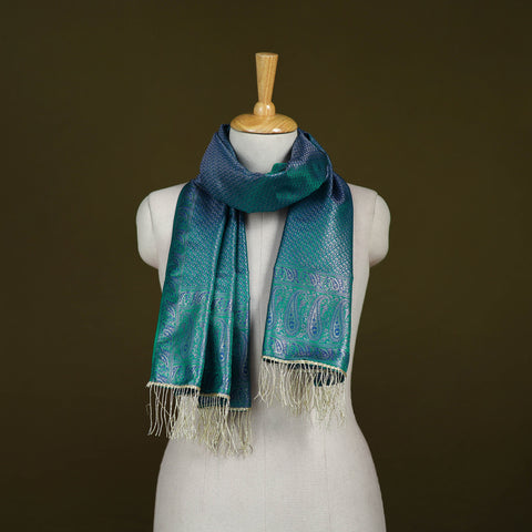 Green - Handloom Banarasi Brocade Semi Silk Stole 10