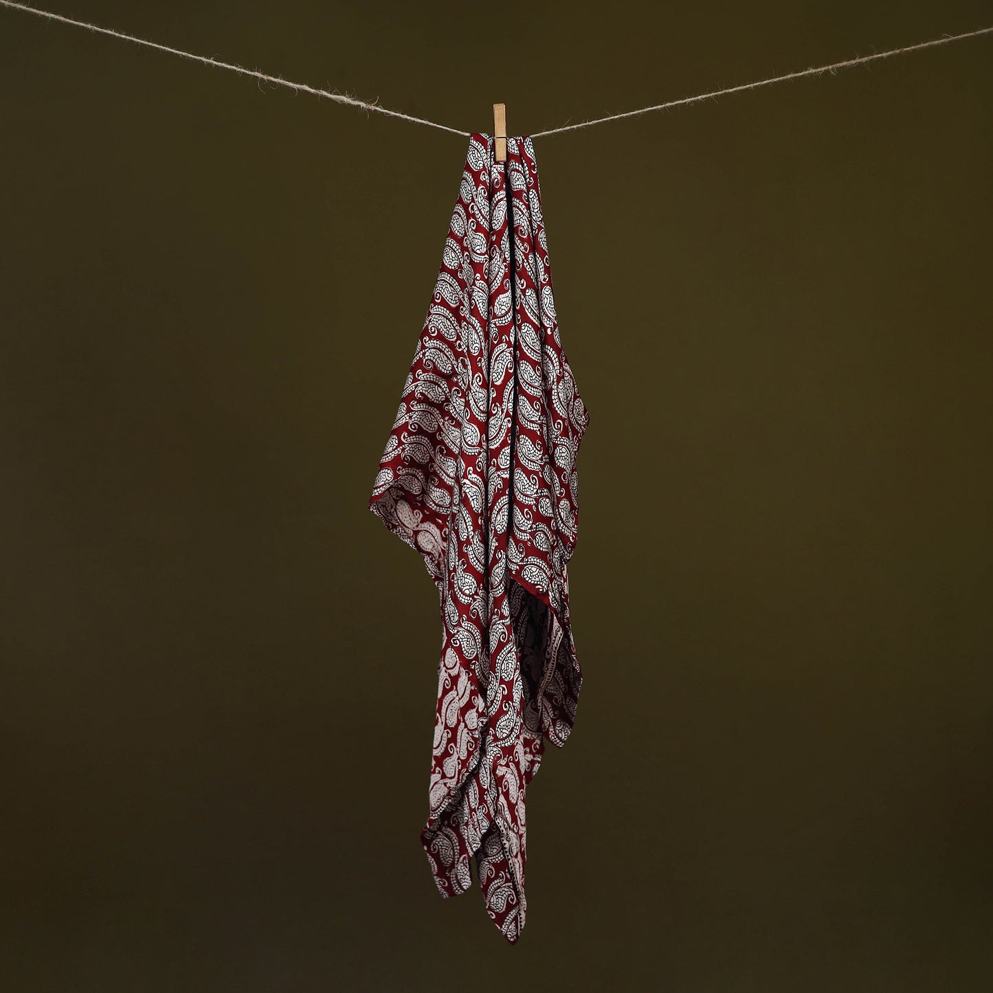 Red - Bagh Hand Block Print Modal Silk Scarf 01