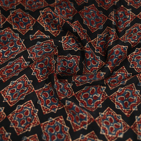 Black - Ajrakh Hand Block Print Natural Dyed Modal Silk Scarf 02