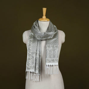 Grey - Handloom Banarasi Brocade Semi Silk Stole 13